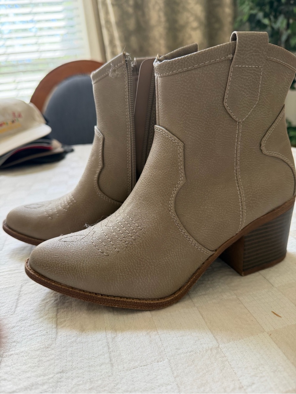 UNIONBAY Taupe Western-Inspired Ankle Boots